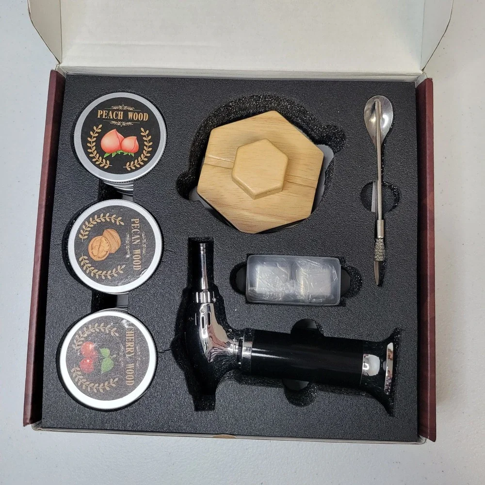 Cocktail Smoker Kit Infuser Torch Wood Chips Spoon‎ Accessories